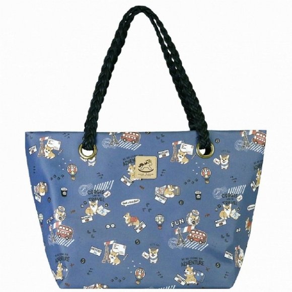 Uma Hana Handbags - Waterproof Corgi Woven Tote Shoulder Bag